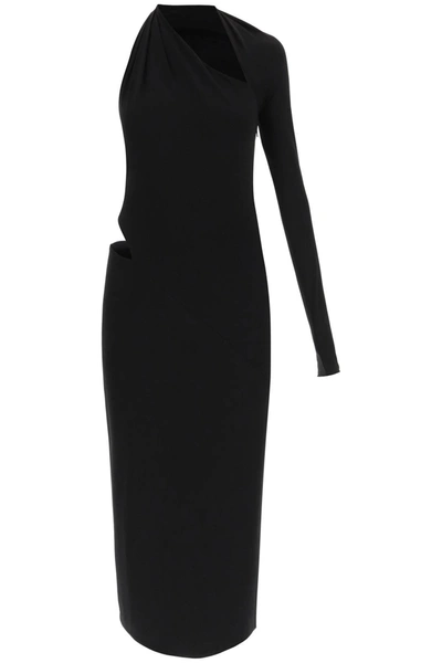 Versace One-shoulder Cocktail Dress With Cutout Detail In Black (black)