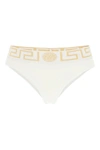 Versace Greca Border High Waist Briefs In Blanc