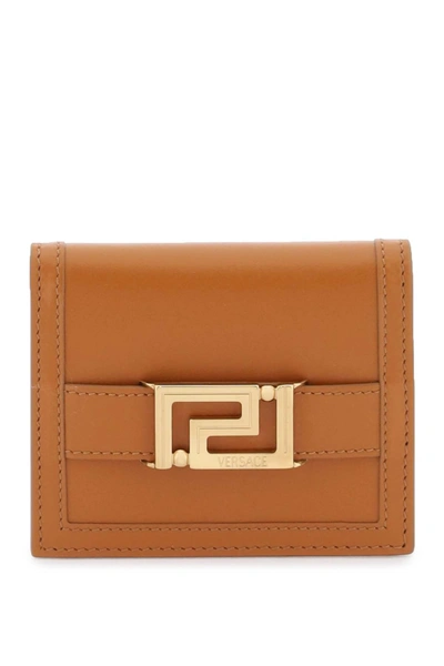 Versace Greca Goddes Wallet In Brown