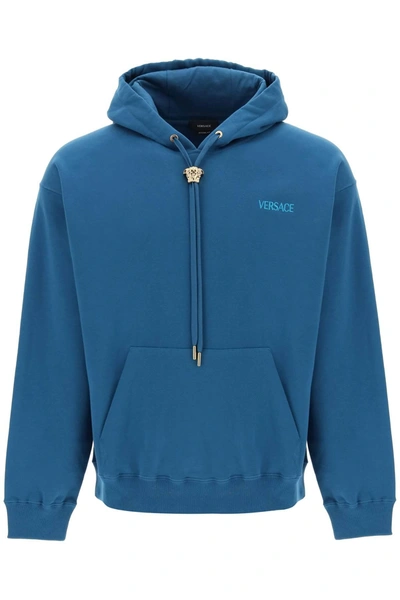 Versace La Medusa Hoodie In Light Blue