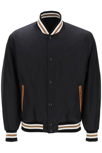 Versace Embroidered Bomber Jacket In Negro