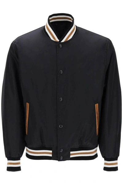 Versace Medusa Flame Nylon Bomber Jacket In Black