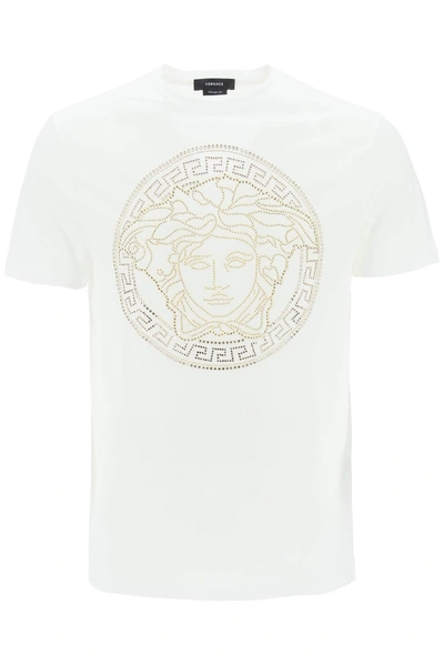 Versace Medusa Motif Studded T-shirt - 白色 In White