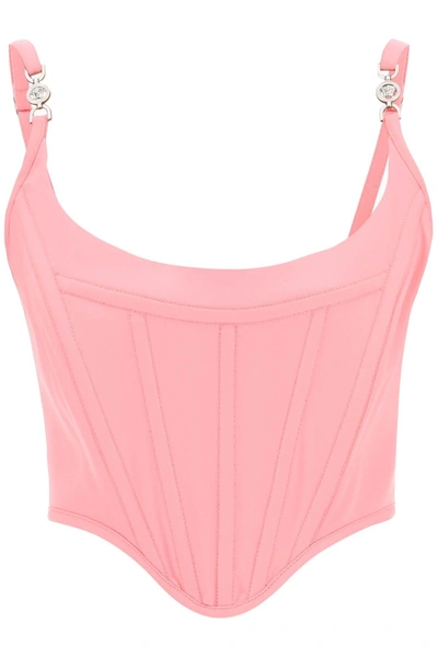 Versace Woman Rose Virgin Wool Corset Top In Pastel Pink