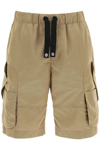 Versace Oversized Nylon Cargo Shorts In Beige