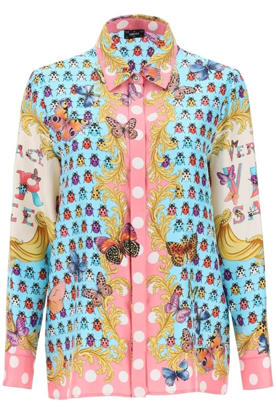 Versace Printed Silk Twill Shirt In Multicolore