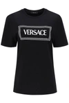 Versace T-shirt With Logo Embroidery Women In Black