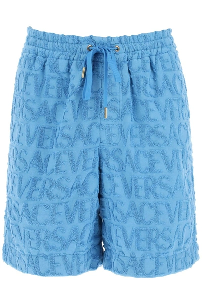 VERSACE VERSACE VERSACE ALLOVER TERRY CLOTH SHORTS