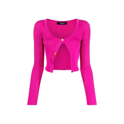 Versace Cropped Cardigan In Pink