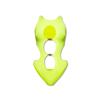 Versace Neon One-piece Swimsuit In Yellow