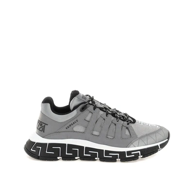 Versace Trigreca Sneakers Male Grey In Silver