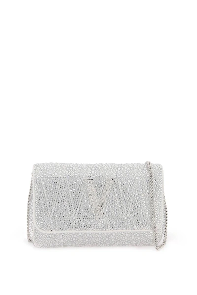 Versace Virtus Mini Bag With Crystals In Silver