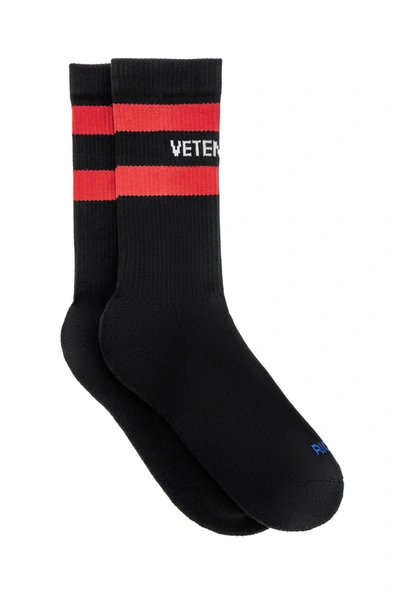 Vetements Stripe-trim Intarsia-knit Socks In Mixed Colours