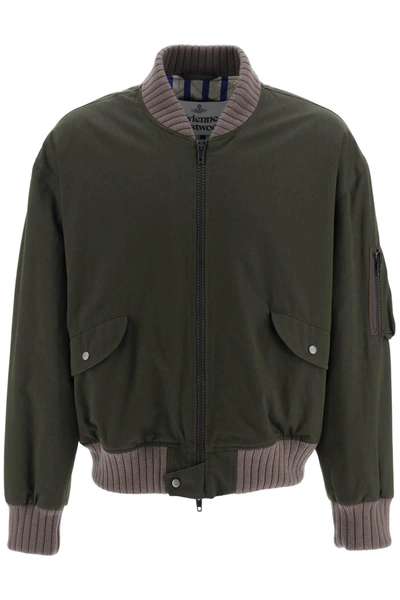 Vivienne Westwood Bernardo Padded Cotton Bomber Jacket In Military Green