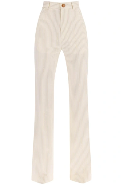 Vivienne Westwood Embroidered Wool Blend Ray Pant In Offwhite