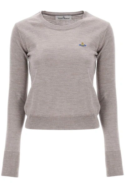 Vivienne Westwood Bea Cardigan With Logo Embroidery In Grey