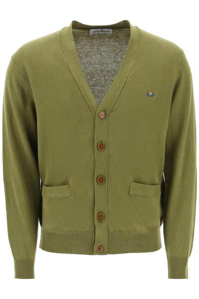 Vivienne Westwood Cardigan With Orb Embroidery In Green