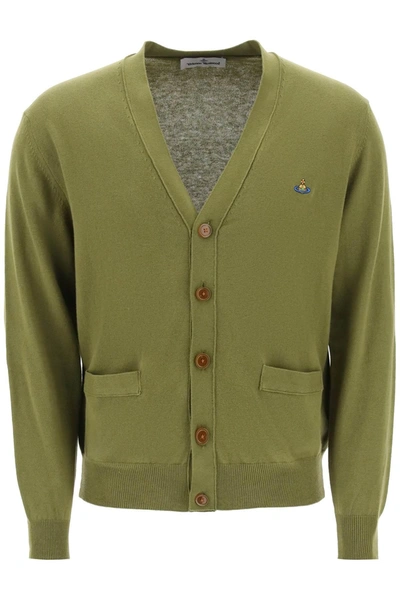 Vivienne Westwood Orb-embroidered V-neck Cardigan In Green