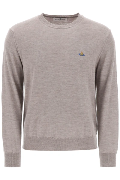 Vivienne Westwood Round Neck Knit Jumper Grey In Beige