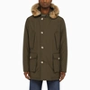 Woolrich Arctic Parka In Ramar Cloth With Removable Fur In Green