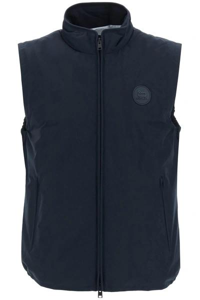 Woolrich Zip-up Padded Vest In Melton Blue