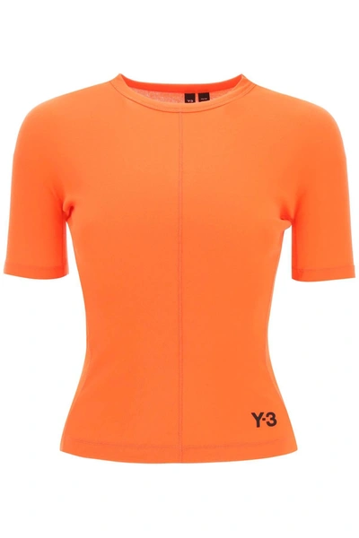 Y-3 Logo-print Organic Cotton Top In Orange