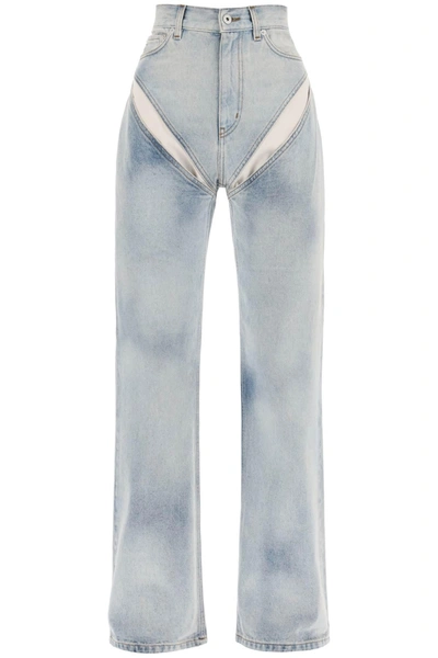 Y/project Cut-out Wide-leg Jeans In Sand Blue