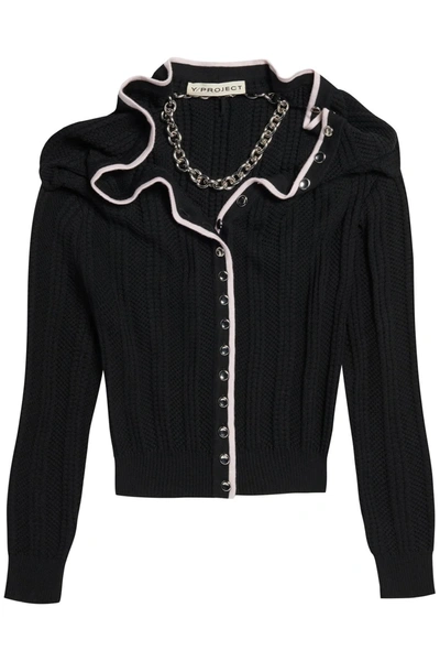 Y/project Merino Wool Cardigan With Necklace In Black