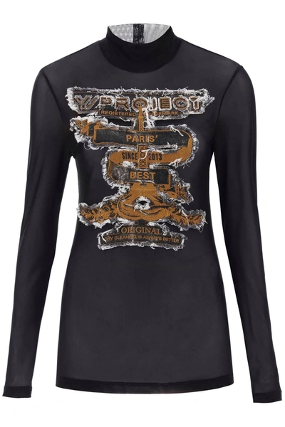 Y/project Mesh Top With Paris' Best Patch In Black