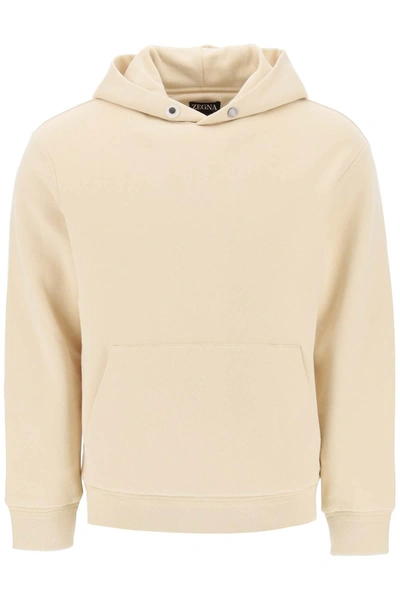 Zegna Cotton And Cashmere Hoodie In Beige
