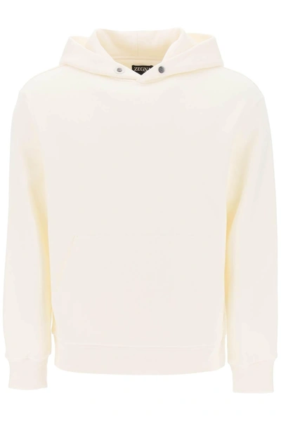 Zegna Basic Fine-knit Hoodie In White