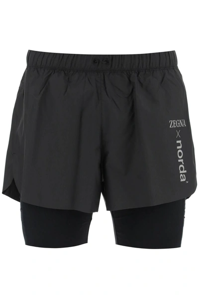 Zegna Logo-print Running-shorts In Black