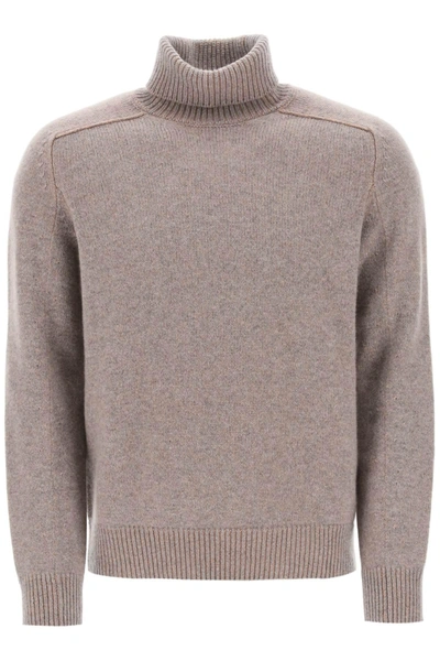 Zegna Oasi Cashmere Turtleneck Sweater In Beige,grey