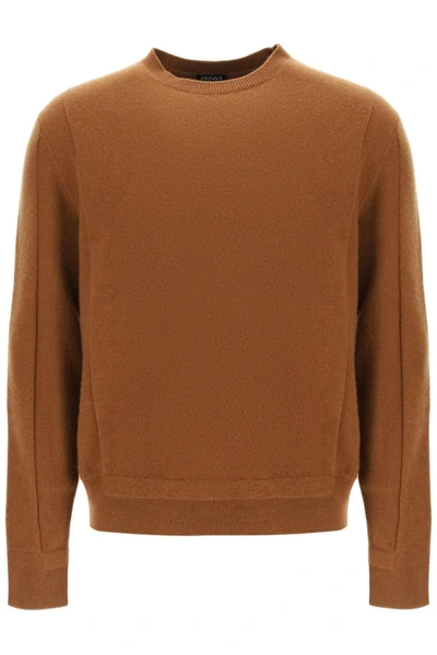 Zegna Ribbed Techmerino Wool Jumper In Brown