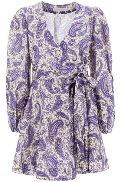 Zimmermann Devi Paisley-print Wrap Dress In Neutrals