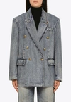 Zimmermann Luminosity Double Breasted Nonstretch Denim Blazer In Blue