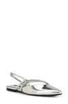 Nine West Beley Patent Slingback Flat In Silver Mirror Metallic - Manmade