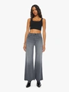 Mother The Tomcat Roller Frayed Wide Leg Jeans In Charcoal