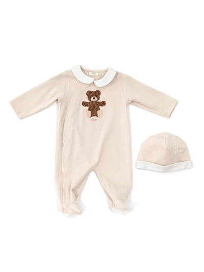 Fendi Jr Baby Unisex Set In Beige