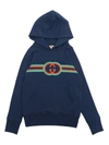Gucci Kids' Cotton Sweatshirt With Embroidery In Blue
