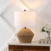 Jonathan Y Alma 21.75" Coastal Rustic Iron/rope Led Table Lamp, Brown