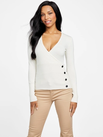 Guess Factory Vicky Surplice Top In White