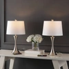 Jonathan Y Bennett 22.75" Modern Glam Iron Hourglass Led Table Lamp With Usb Charging Port, Nickel (set Of 2)