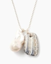 CHAN LUU FOSSILIZED SHELL & PEARL CHARM NECKLACE IN SILVER