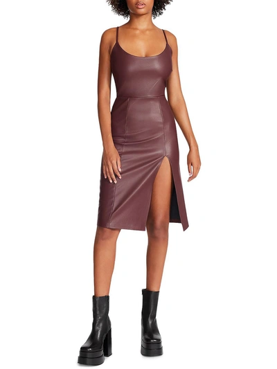 STEVE MADDEN GISELLE WOMENS FAUX LEATHER SLEEVELESS COCKTAIL AND PARTY DRESS