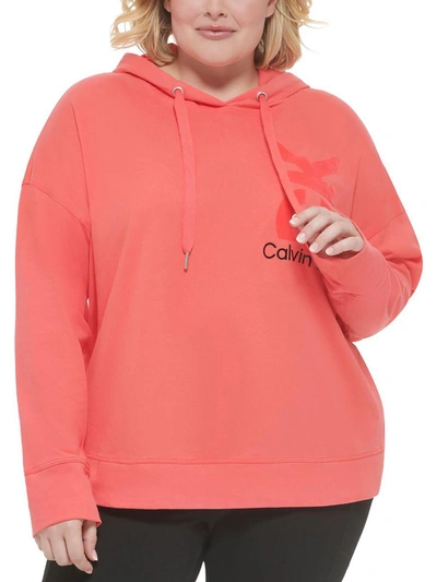 Calvin Klein Performance Plus Womens Athletic Pullover Hoodie In Pink