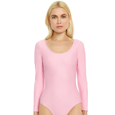 Leveret Womens Long Sleeve Leotard In Pink