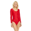 Leveret Womens Long Sleeve Leotard In Red