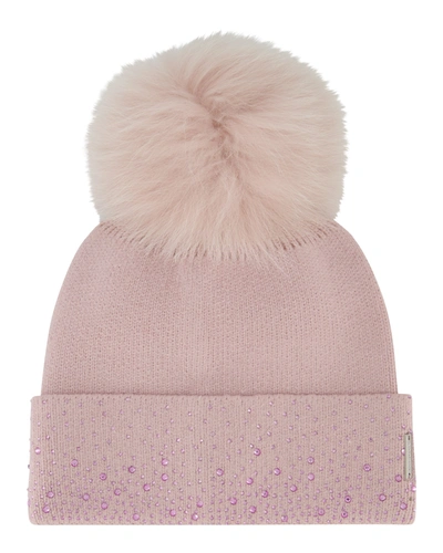 Gorski Knit Hat With Pompom In Pink