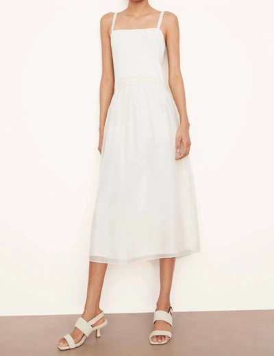 Vince Smocked Mixed Media Cami Dress In Off White